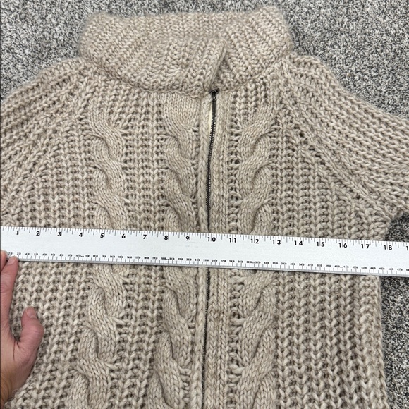 Anthropologie Elsamanda Cozy Cream Italian Chunky Cable Knit Zip Sweater Sz M - Picture 9 of 9